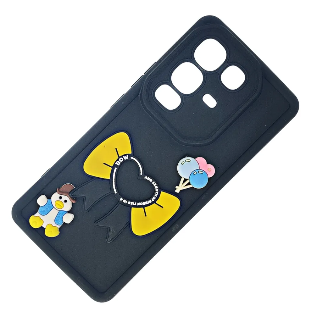 Infinix Note 50 4G|Note 50 Pro 4G This is a 3D Cartoon Silicone Phone Case (Black)