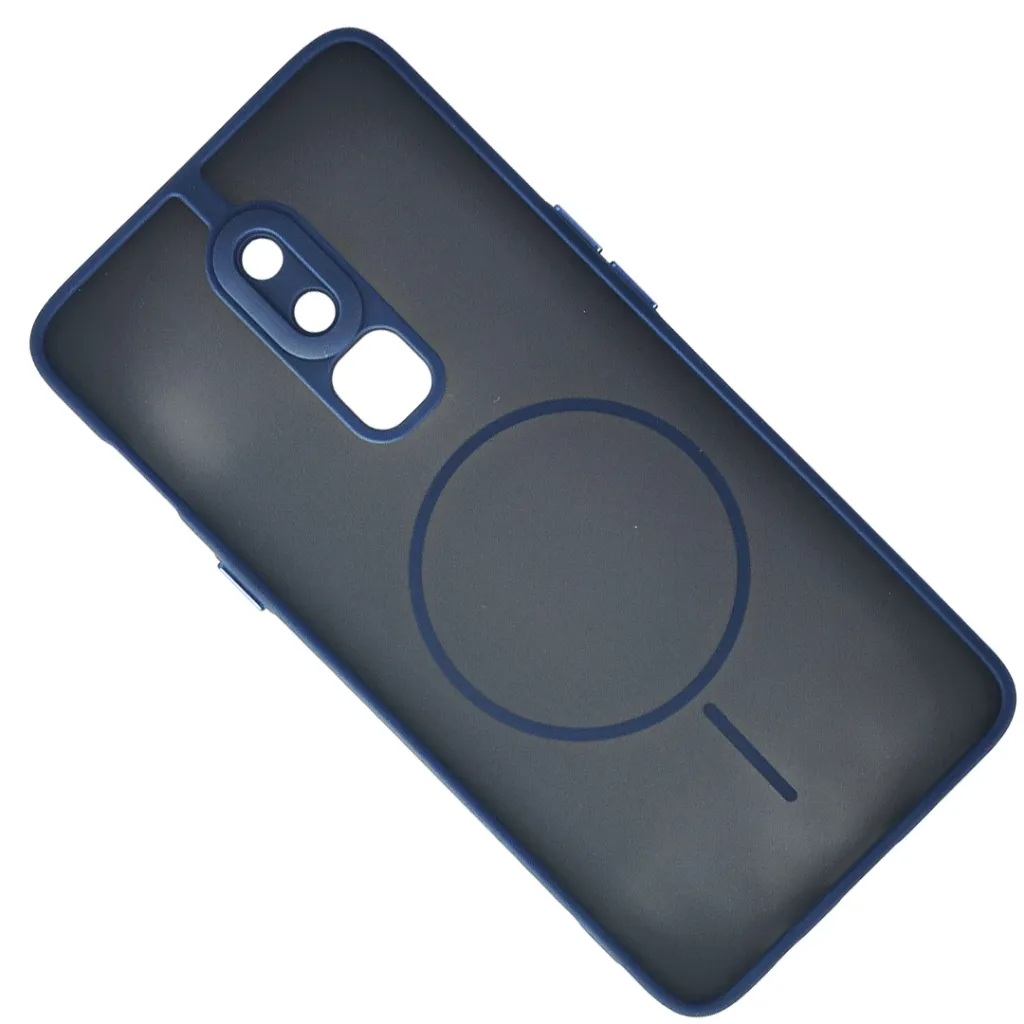 One Plus 6 Stylish & Durable Matte Case With MagSafe Back Case (Navy Blue)