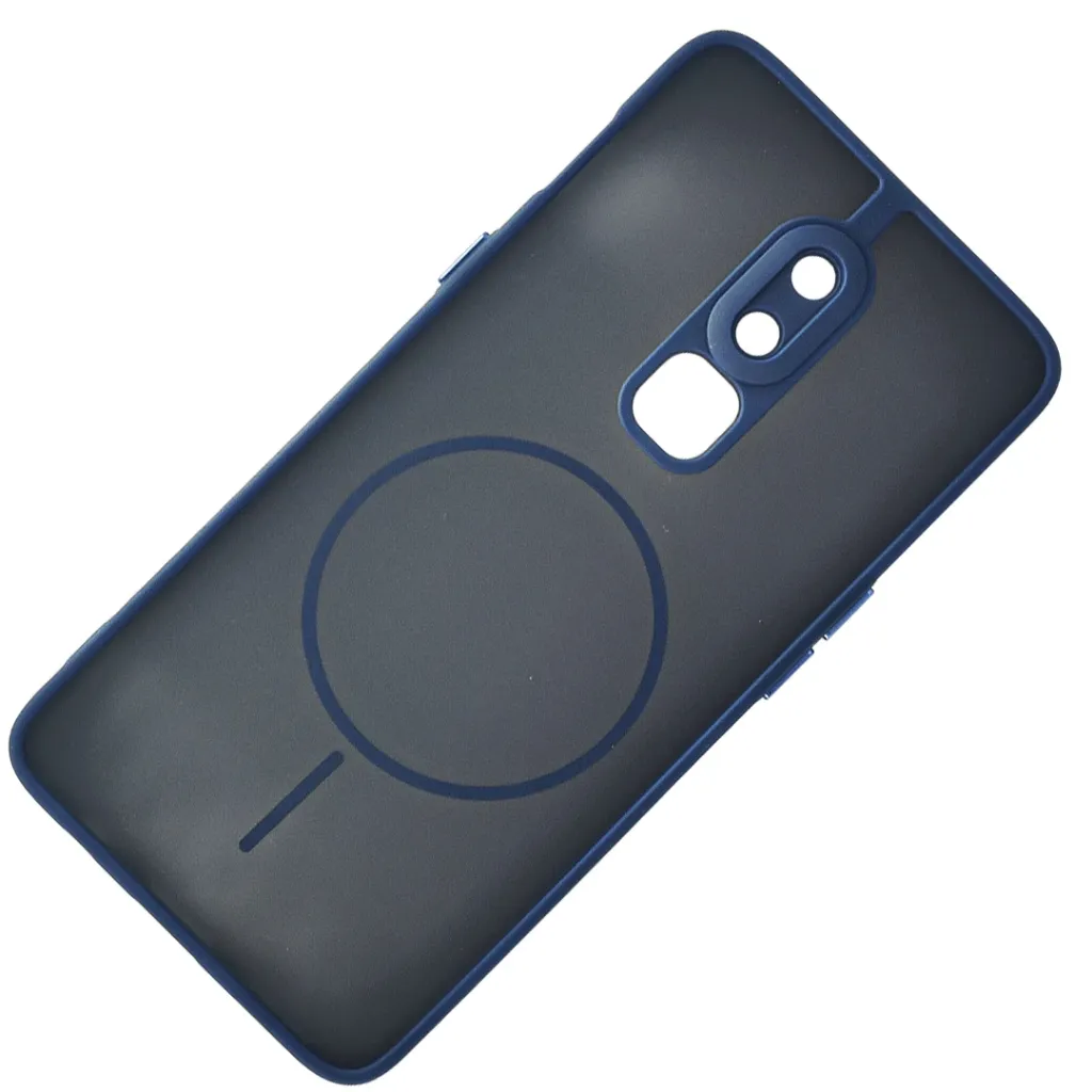 One Plus 6 Stylish & Durable Matte Case With MagSafe Back Case (Navy Blue)