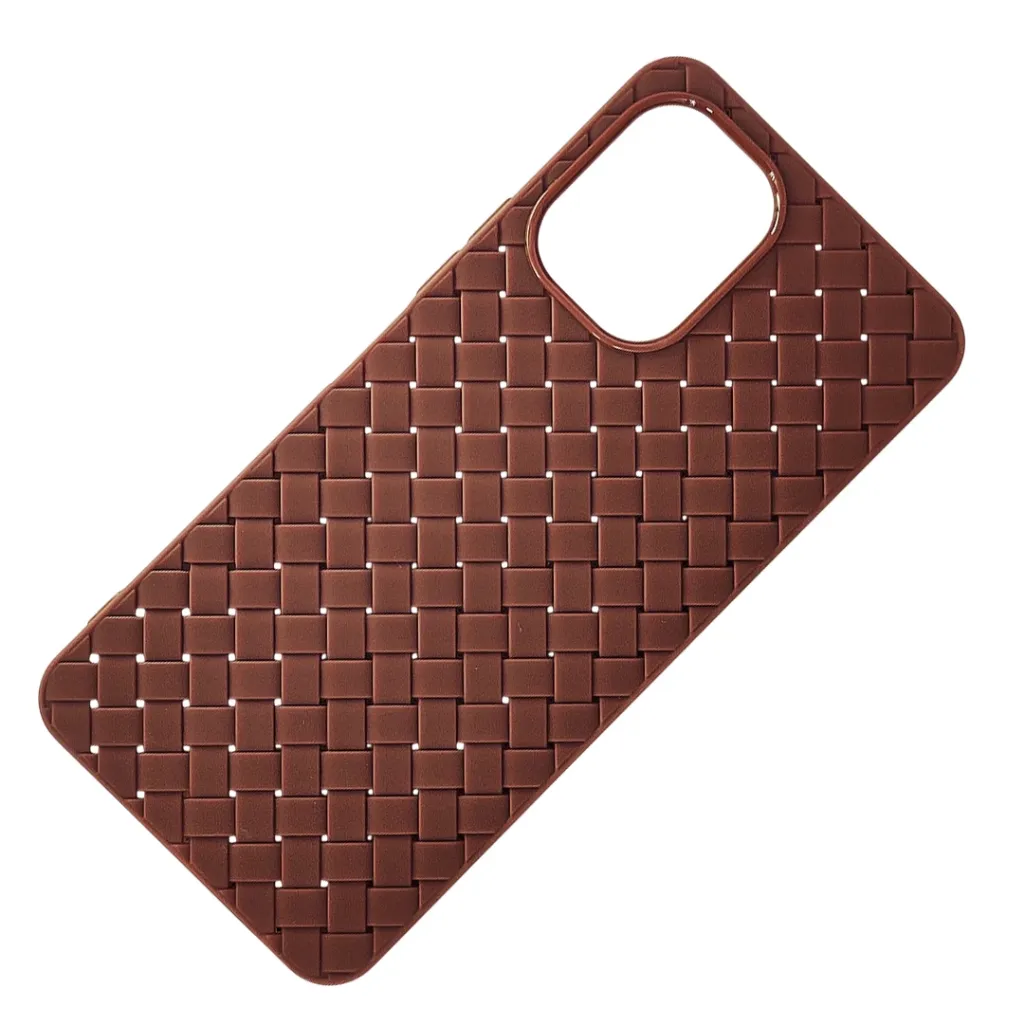 Tecno Spark GO 3 Woven With Leather Feel Soft Silicone Back Case (Dark Brown)