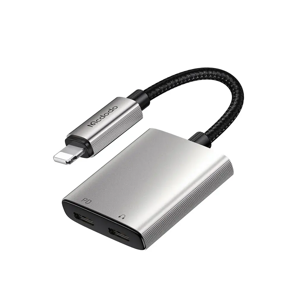 Mcdodo(5540) 2-in-1 Lightning to Dual Lightning  Handsfree + Charging  Lightning Connector - Charge & Call