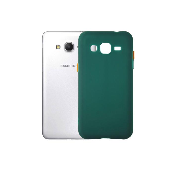 Samsung J2 Soft Silicone Mobile Pouch - Colorful Green Design