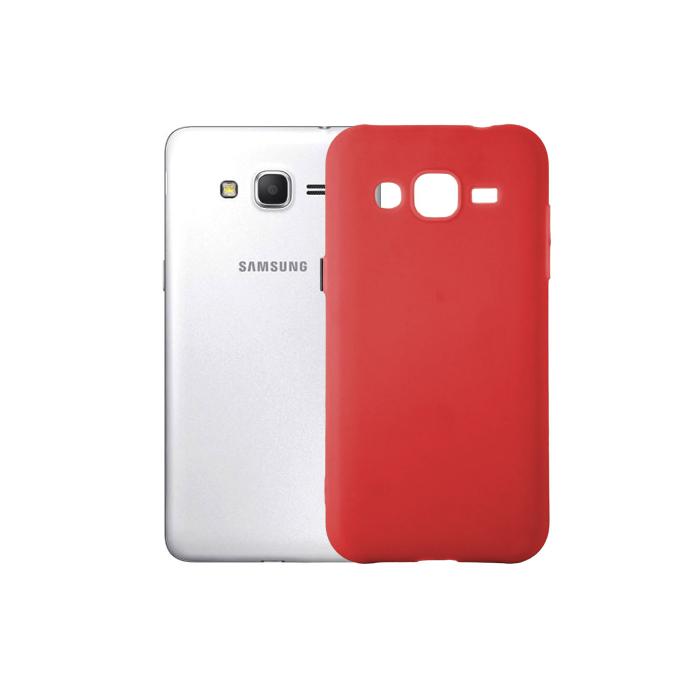 Samsung J2 Soft Silicone Mobile Pouch - Vibrant Red Design