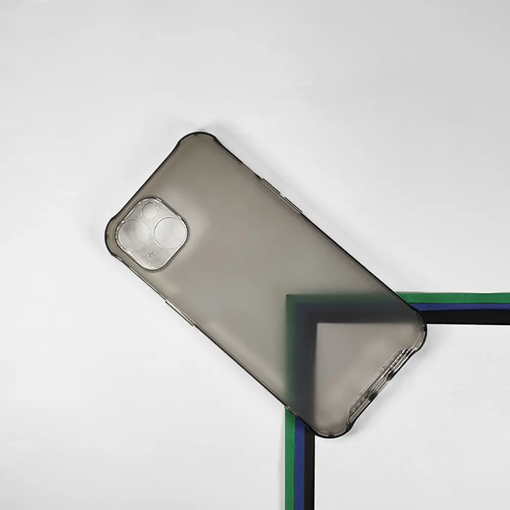 [PO15BIP13-3-2] iPhone 13 Matte Bumper Silicone Mobile Pouch - Black