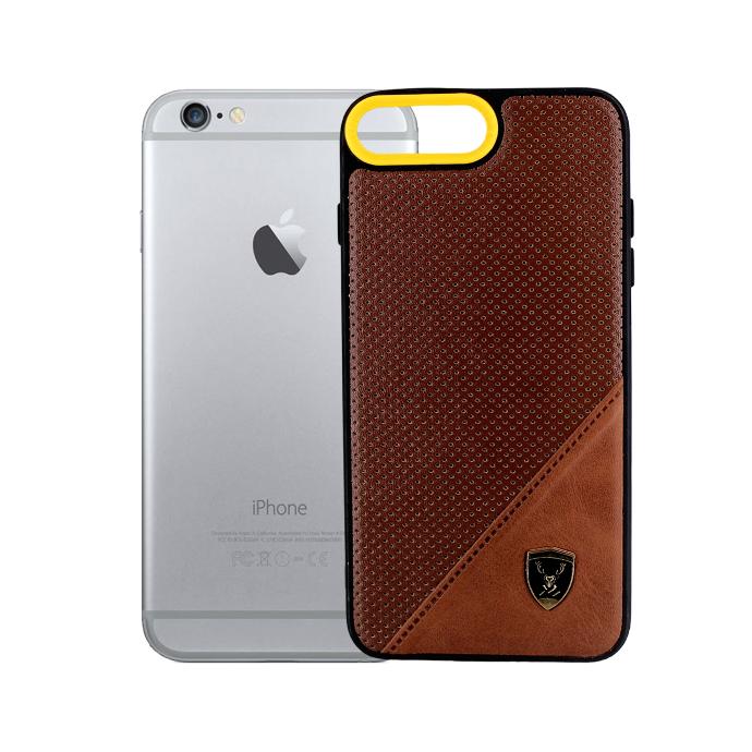 Chic iPhone 6 Plus Markhor Logo Leather Case Mobile Pouch - Brown