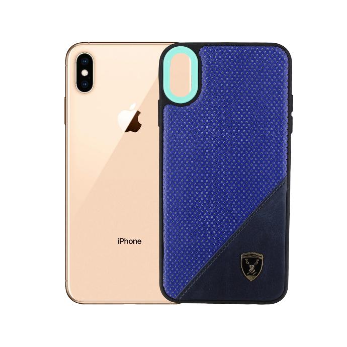 [PO18BIPXSMX-5-12] iPhone XS Max Markhor Logo Leather Case - Stylish Purple Mobile Pouch
