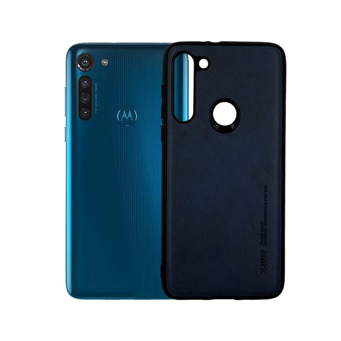 [PO18BMMG8-1-17] Motorola Mote G8 Leather Case Mobile Pouch - Navy Blue Stylish Protection