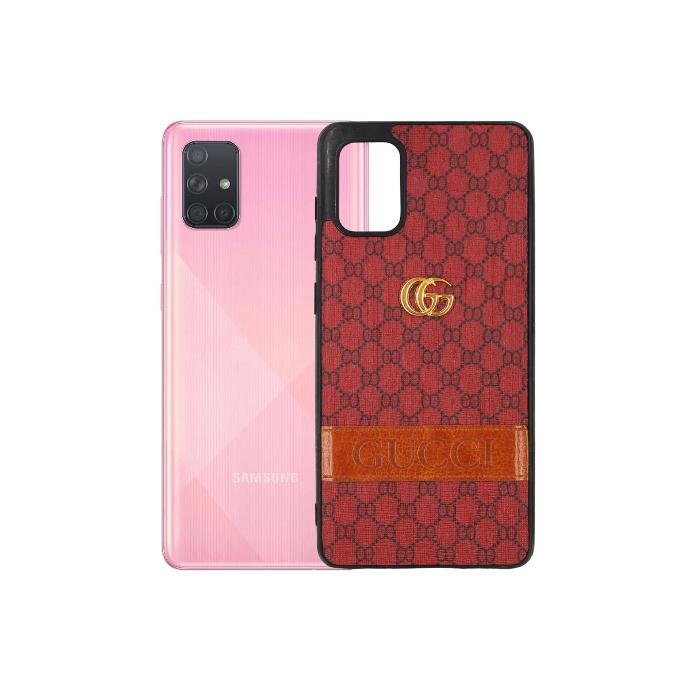 Samsung A71 Leather Gucci Case Mobile Pouch (Maroon)