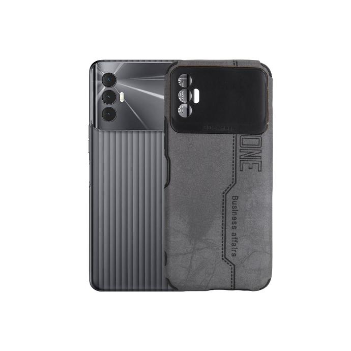 Tecno Spark 8P Leather Case Mobile Pouch (Grey)