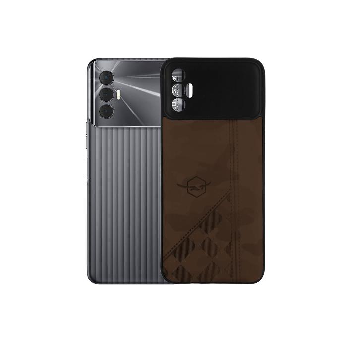 Tecno Spark 8 Pro Leather Case Mobile Pouch (Brown)