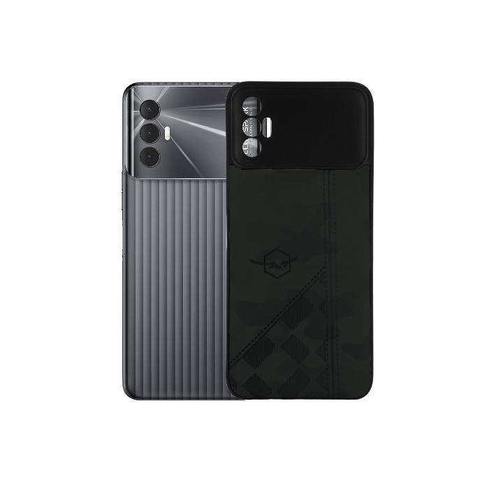 Tecno Spark 8 Pro Leather Case Mobile Pouch (Black)