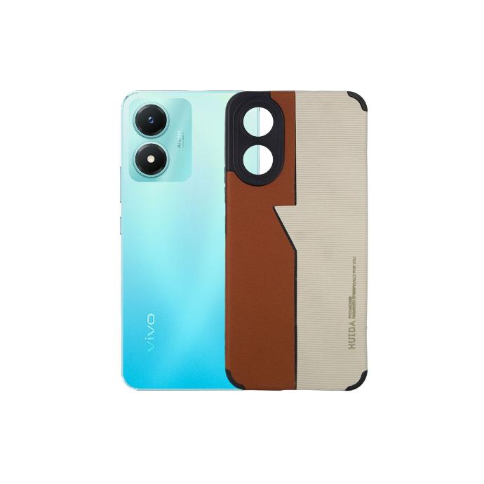 [PO18BVIY02S-3-13] Vivo Y02S (Huida) Dual Leather Case Mobile Pouch (Brown)