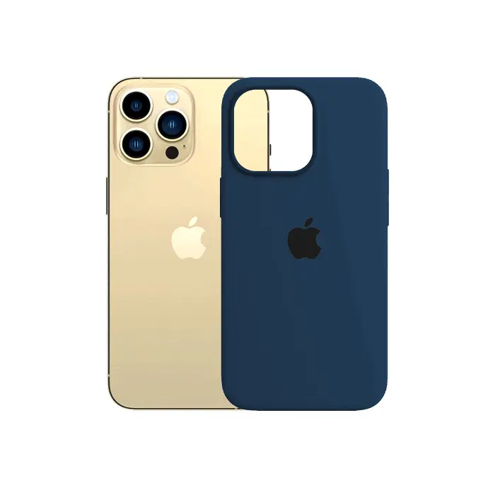 iPhone 13 Pro Max Official Silicone Pouch – Navy Blue Slim Phone Sleeve