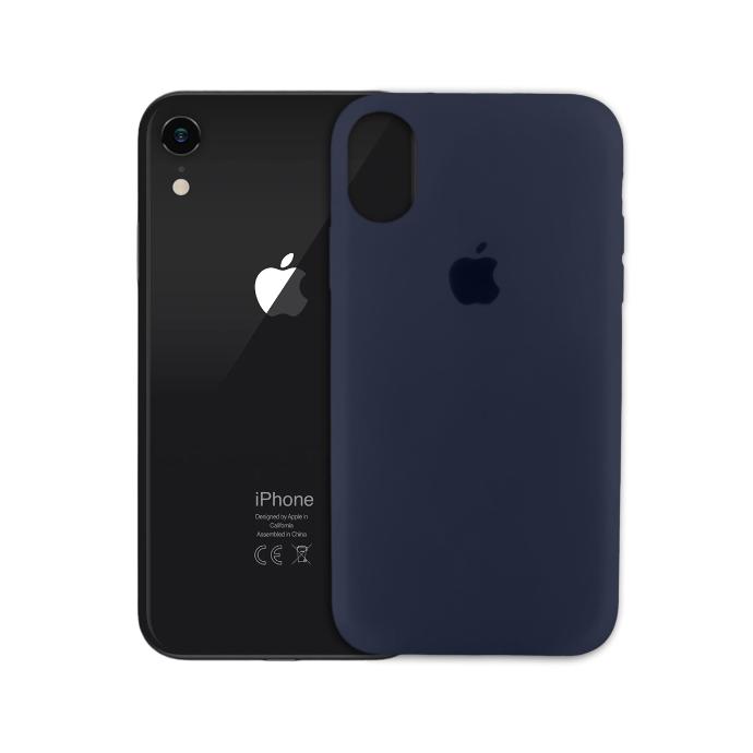 Iphone XR Back Case Soft Silky Mobile Pouch (Navy Blue)