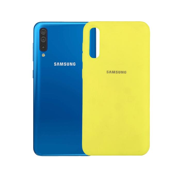 Samsung A30S Back Case Soft Silicone Mobile Pouch (Yellow)