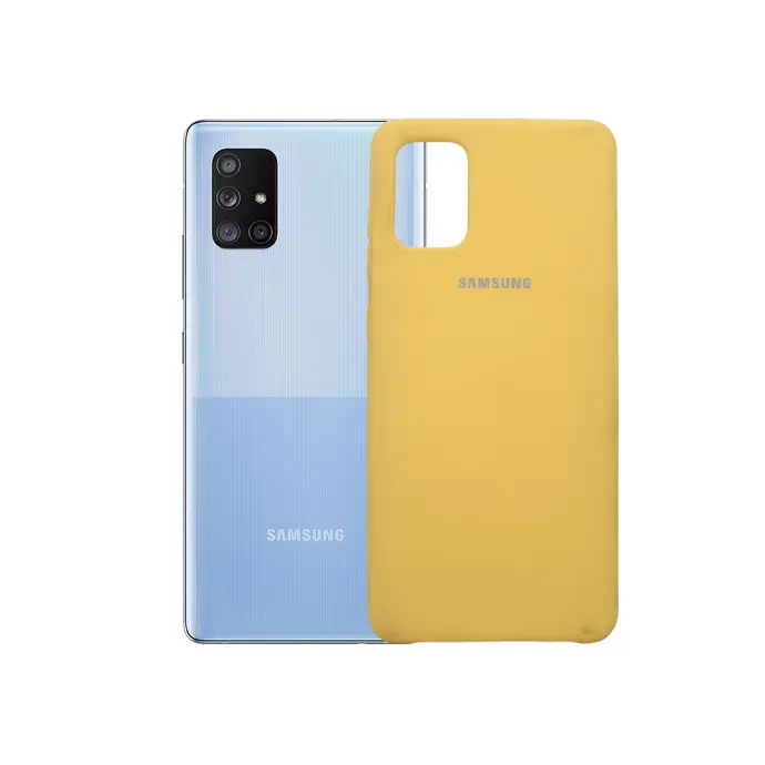 Samsung A71 Back Case Soft Silicone Mobile Pouch (Yellow)