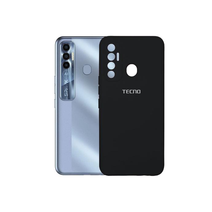 Tecno Spark 7 Pro Back Case Soft Colour Mobile Pouch (Black)
