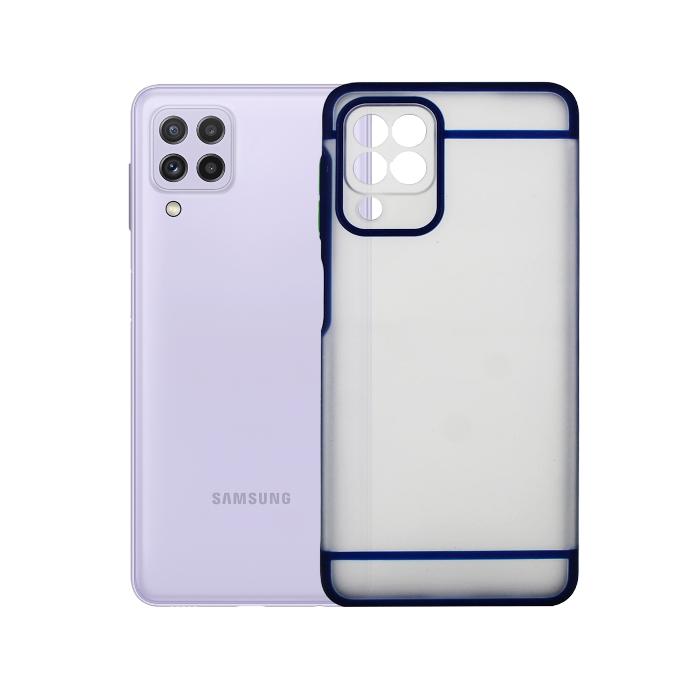 Samsung A22 Back Case Matte Mobile Pouch (Blue)