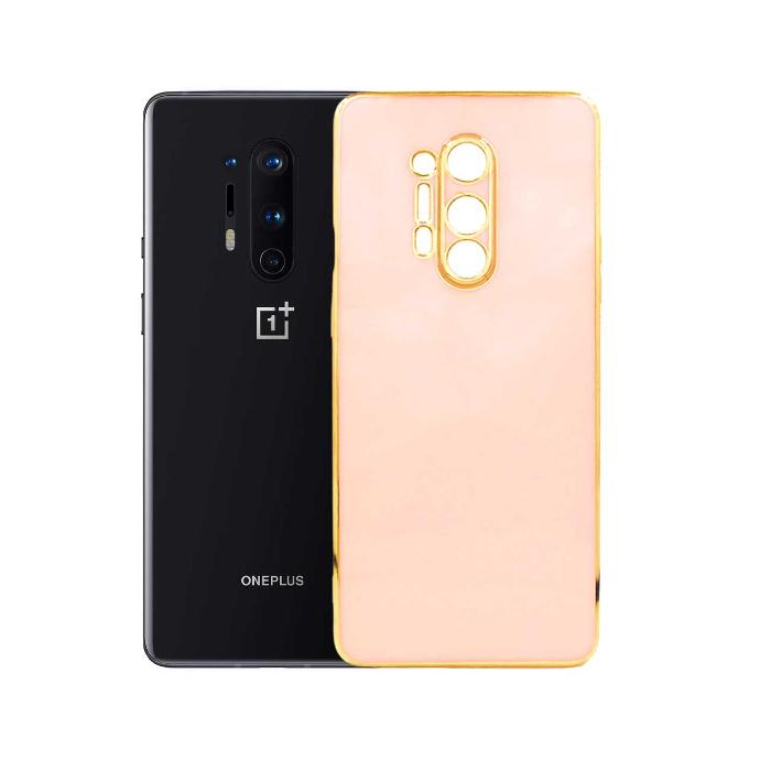 OnePlus 8 Pro Gold Chrome Case Mobile Pouch (Baby Pink)