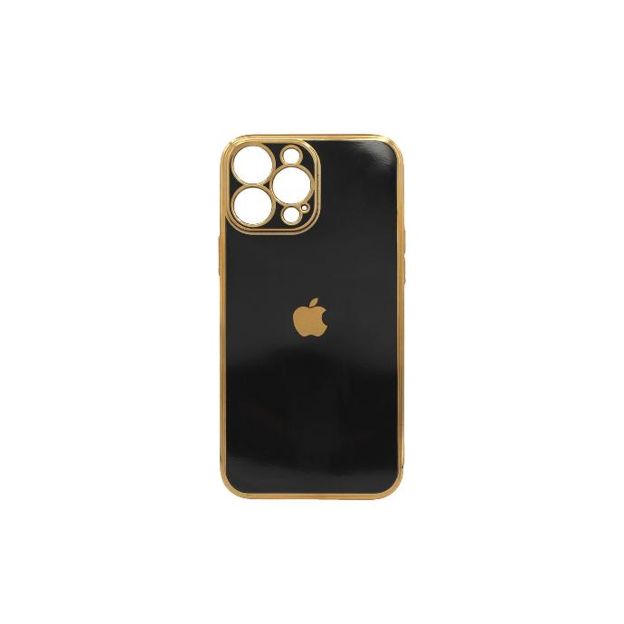 [PO29BIP12PR-1-2] Iphone 12 Pro Soft With Gold Apple Mobile Pouch (Black)