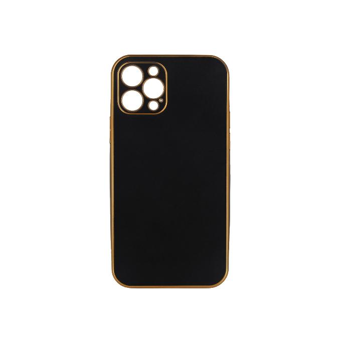 [PO29BIP12PR-6-2] Iphone 12 Pro Soft Silicone CR Mobile Pouch (Black)