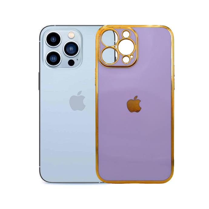 Iphone 13 Pro Max Soft With Gold Apple Mobile Pouch (Purple)