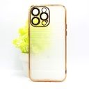 Iphone 14 Pro Max Chrome Matte Ring Case Mobile Pouch (Golden)