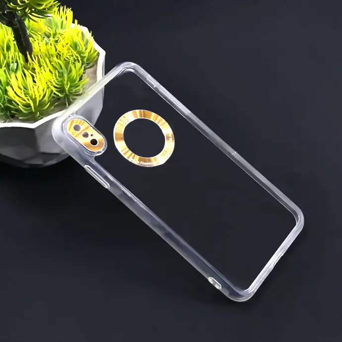 Iphone XS Max TPU With Gold Camera Protection Mobile Pouch (Golden)
