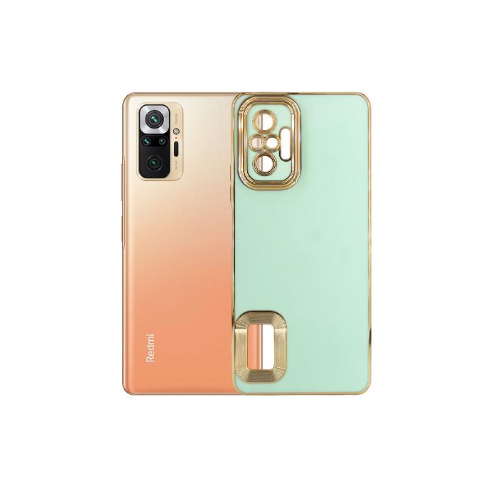 Redmi Note 10 Pro Gold Chrome Logo Ring Case Mobile Pouch (Sea Green)