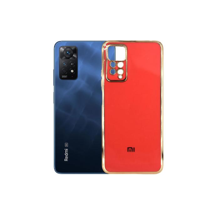 [PO29BMINOT11PR-5-4] Redmi Note 11 Pro Gold Chrome Case Mobile Pouch (Red)