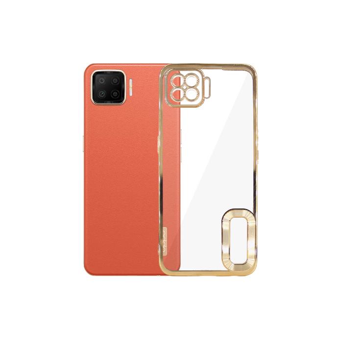 Oppo F17 CD-Chrome Logo Ring Case Mobile Pouch (Golden)