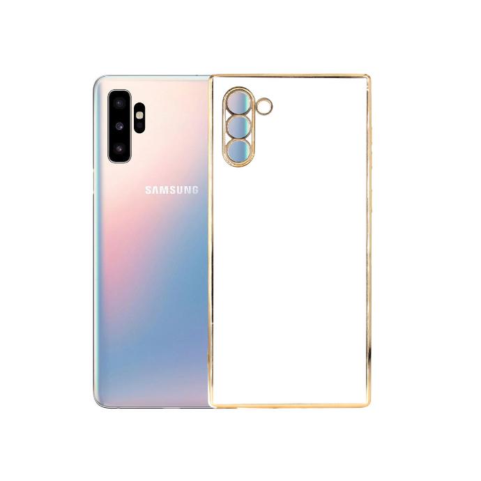 [PO29BSNOT10-5-1] Samsung Note 10 Gold Chrome Case Mobile Pouch (White)