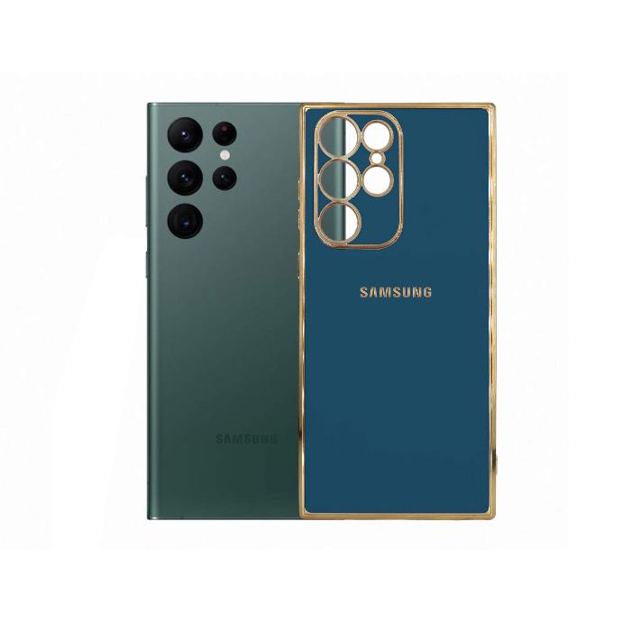 Samsung S22 Ultra Gold Side With Logo Mobile Pouch (Navy Blue)