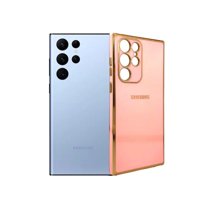 [PO29BSS22U-5-22] Samsung S22 Ultra Gold Side With Logo Mobile Pouch (Baby Pink)