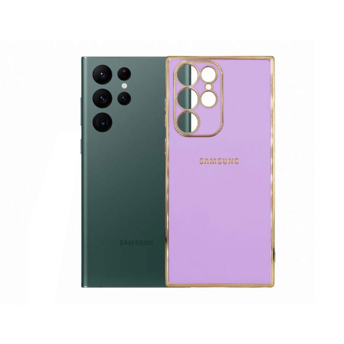Samsung S22 Ultra Gold Side With Logo Mobile Pouch (Light Purple)