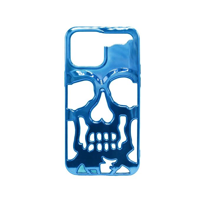 [PO38BIP12PMX-11-3] Iphone 12 Pro Max Mobile Pouch Skull Case (Blue)