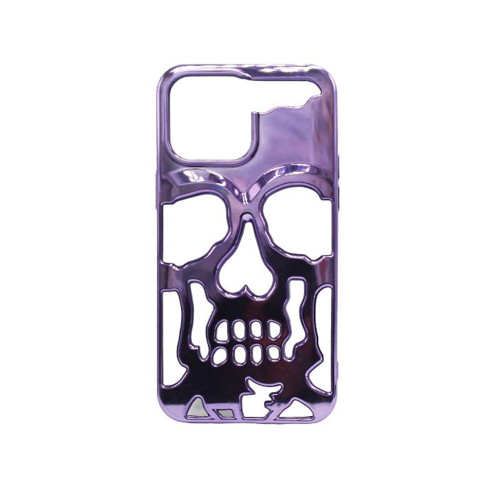 [PO38BIP14PMX-11-12] Iphone 14 Pro Max Mobile Pouch Skull Case  (Purple)