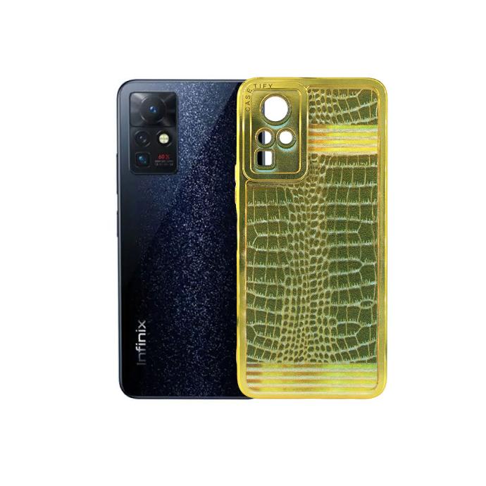 [PO52BIZROXNEO-4-11] Infinix Zero X Neo Gold Shine Back Case Mobile Pouch (Green)