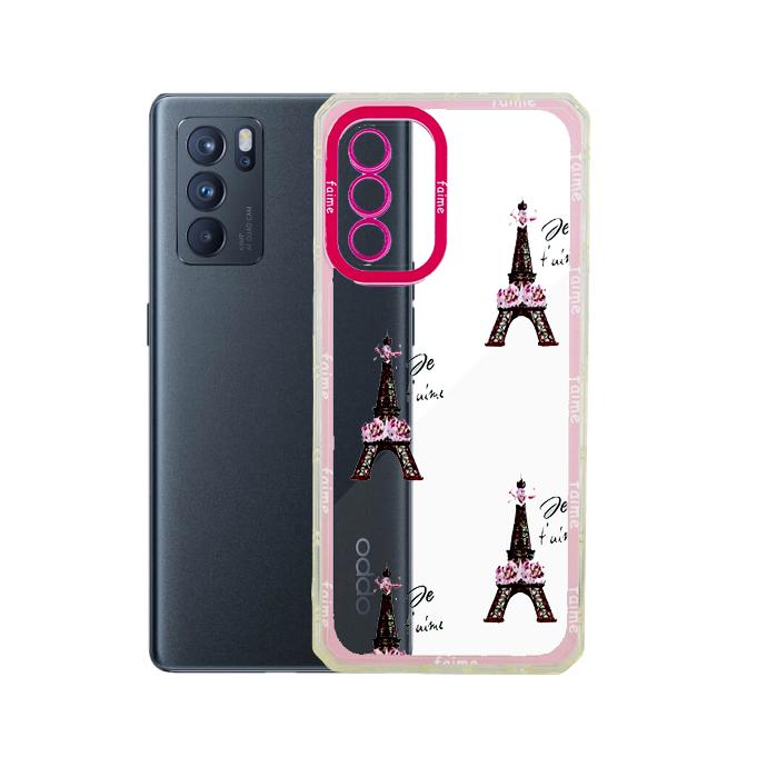 Oppo Reno 6 Transparent Pouch Mobile Pouch (Pink)