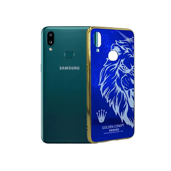 Samsung A10S Gold Plated Pouch Mobile Pouch (Blue)