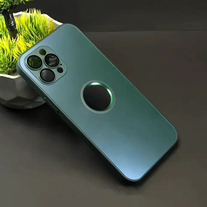Iphone 12 Pro Max AG Glass Case Mobile Pouch (Green)