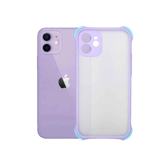 [PO6BIP12-4-29] Iphone 12 Matte Colour Button Back Mobile Pouch (Light Purple)