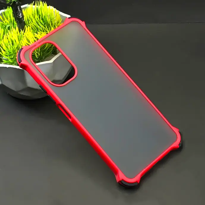 Redmi Poco F3 Matte Colour Button Back Mobile Pouch (Red)