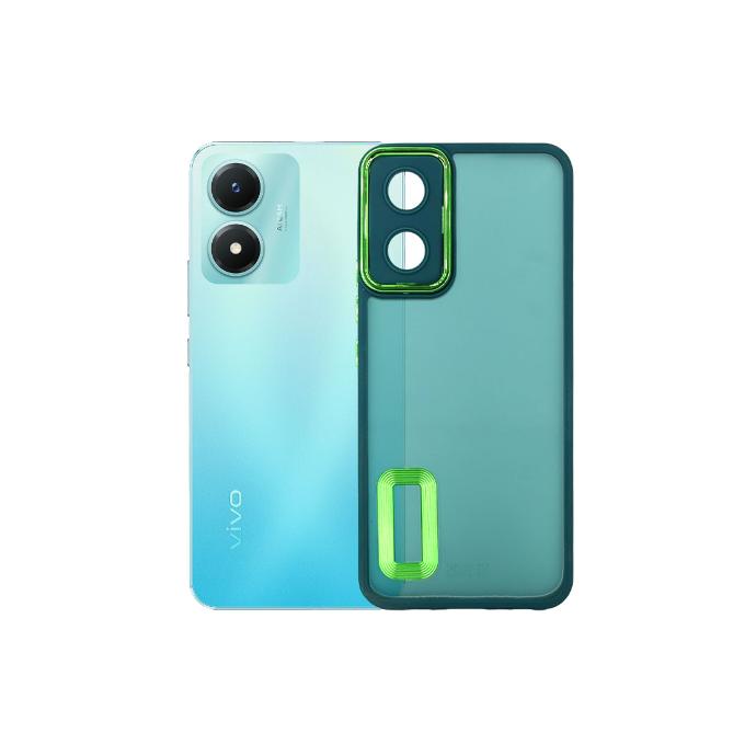 [PO6BVIY02S-6-11] Vivo Y02S Ring Matte Case Matte Logo Hard Mobile Pouch (Green)