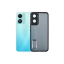 Vivo Y02S Ring Matte Case Matte Logo Hard Mobile Pouch (Black)