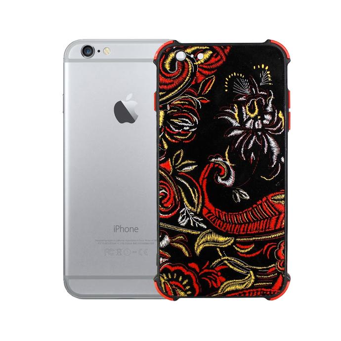 Iphone 6 Plus/6S Plus Embroidery Fancy Case Mobile Pouch (Black)