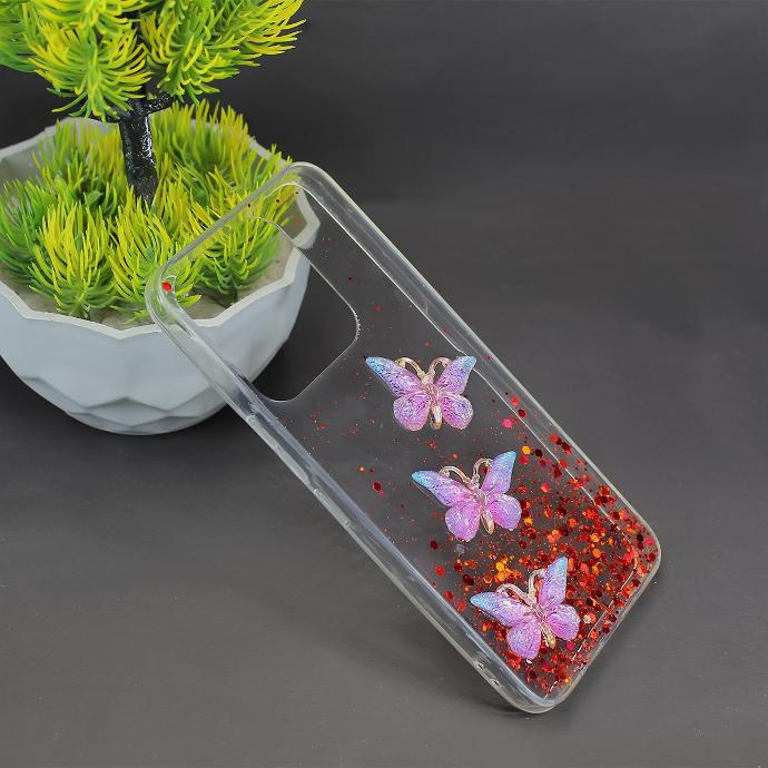 Tecno Spark 8 Pro Butterfly Lady Fancy Mobile Pouch (Red)