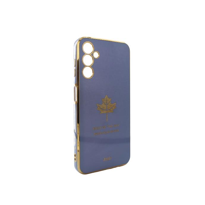 [PO29BSA14-6-16] Samsung A14 Leaf Gold Colour Chrome Back Case (Sky Blue)