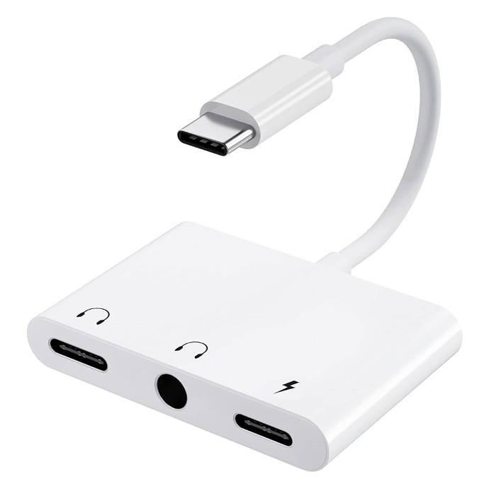 3 in 1 Type C Handsfree Connector Dual Type C + 3.5mm Jack