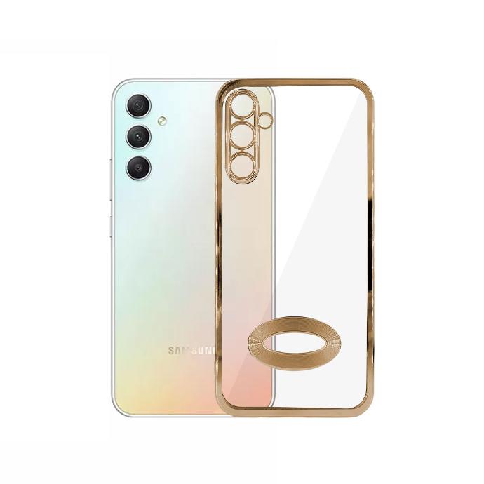 [PO29BSA34-8-5] Samsung A34 CD Chrome Back Case (Golden)